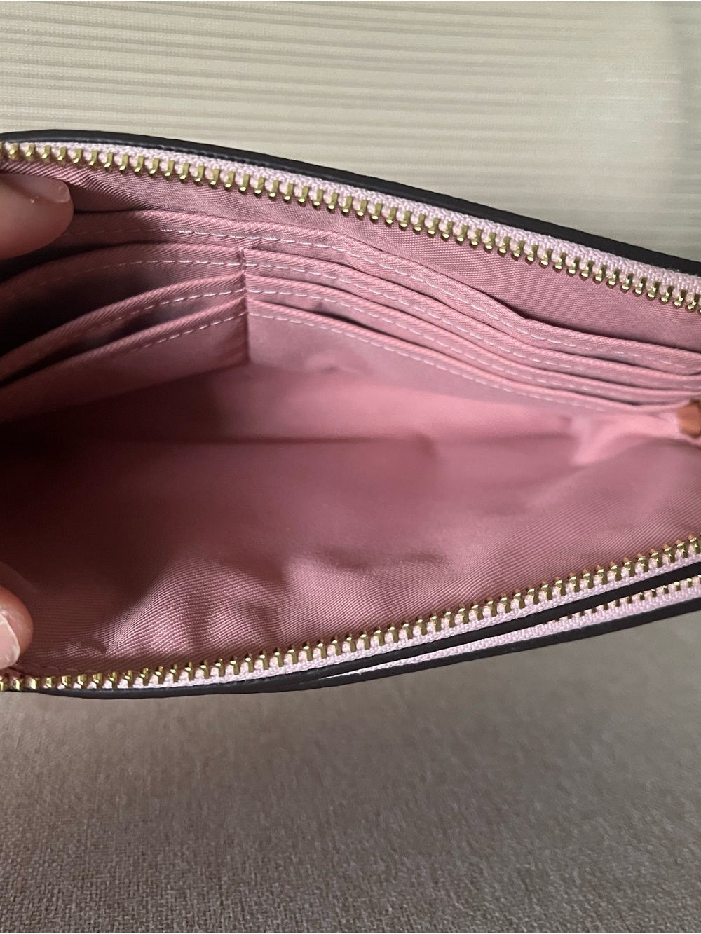 Coach Powder Pink Double Zip Wristlet with Gold Hardware - Picture 4 of 5